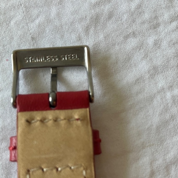 Coach: Red Leather Strap Watch- Silver Tone- Star Charm main image 4